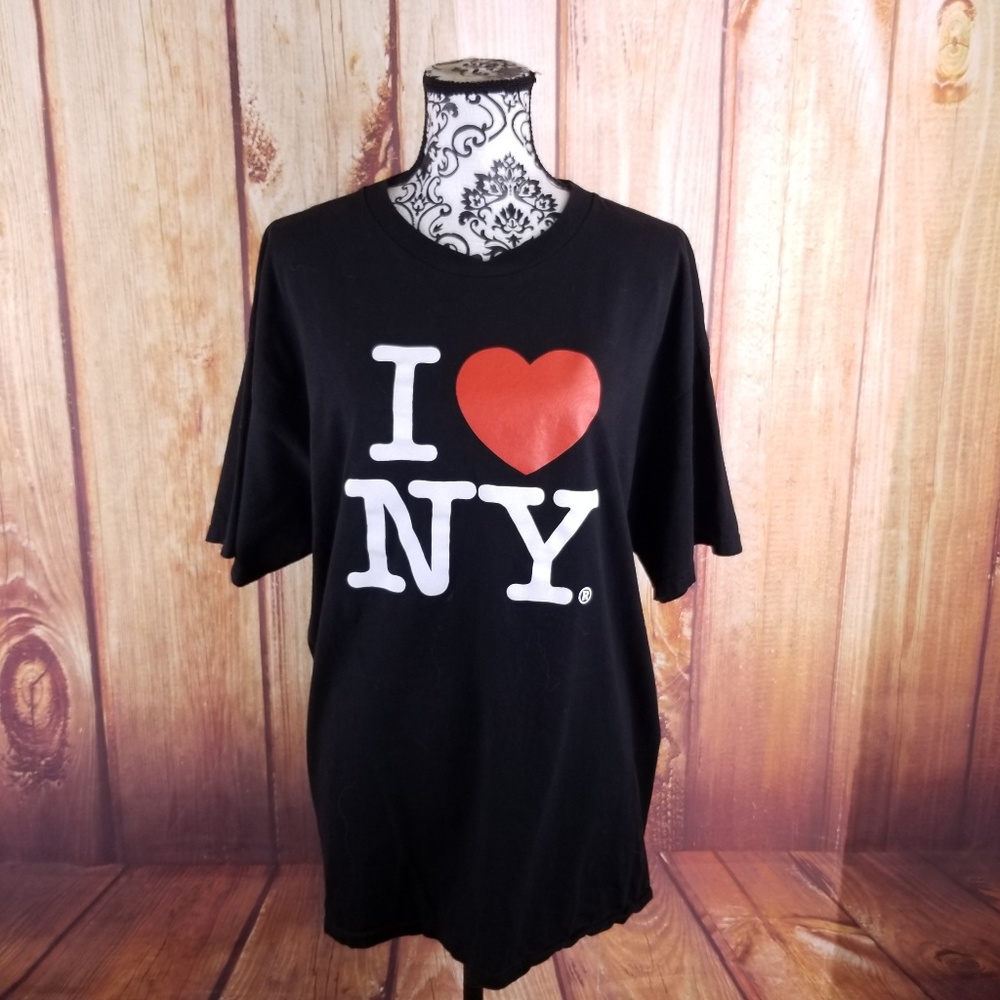 🍾I Love New York Black Crewneck T-shirt  B46